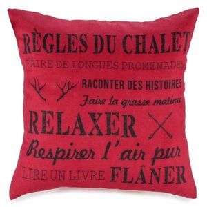 French Relax Red Cushion Microfiber Pillow Cover Set of Two Distressed